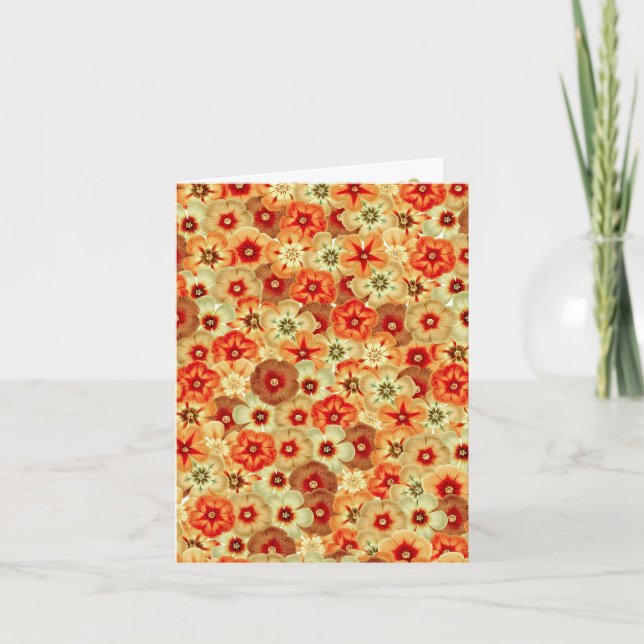 Carte Super Retro Orange Hippie Fleurs Motif (Devant)