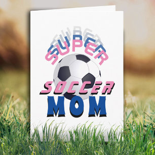 Carte Super Soccer Maman Typographie Sport Fête des Mère