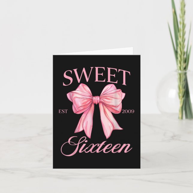Carte Super Sweet 16e anniversaire fille coquette Bow 16 (Devant)