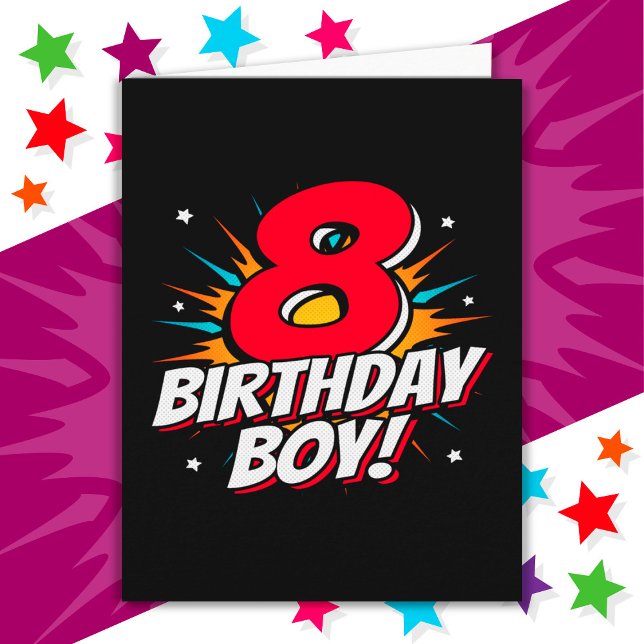 Carte Superhero 8 ans Anniversaire Garçon 8e Anniversair (Créateur téléchargé)