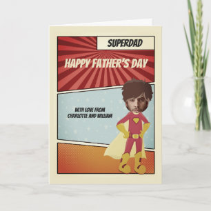 Carte Superhero Comic Papa Happy Fête des pères Personna