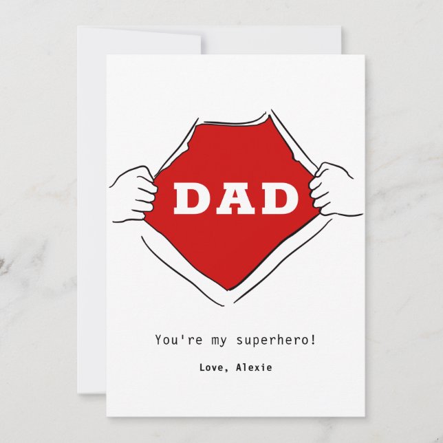 Carte Superhero père pères mignon rouge (Devant)