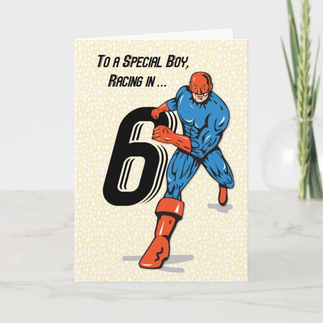 Carte Superhéros spécial garçon 6e anniversaire (Devant)