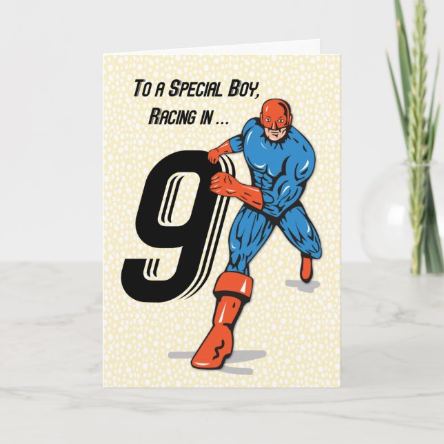 Carte Superhéros spécial garçon 9e anniversaire (Devant)