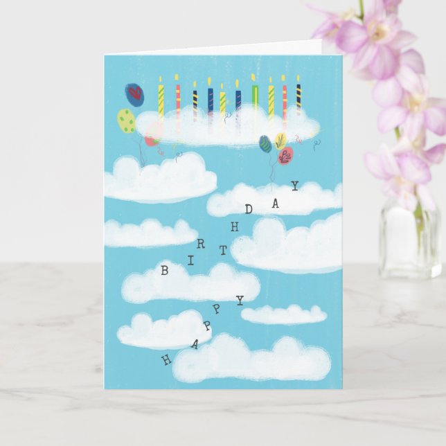 Carte Sur le nuage 9 mignons Ballons amusants Nouvel ann (Orchidée)