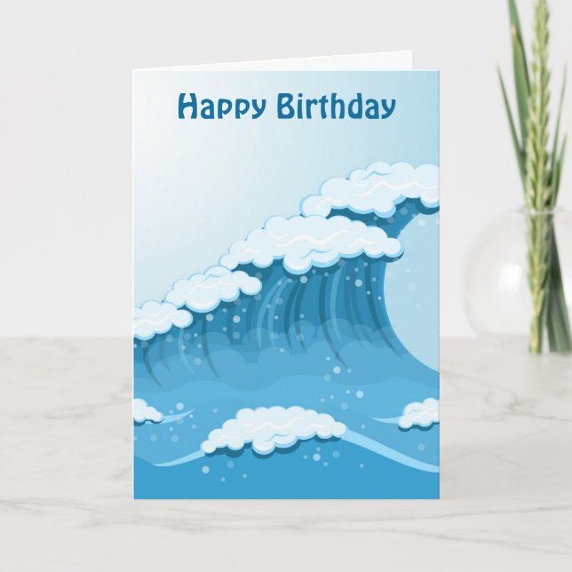 Carte Surf Blue Wave et anniversaire Ocean (Devant)