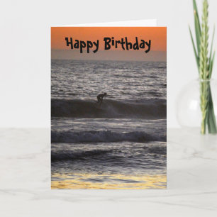 Carte Surfer au joyeux anniversaire de coucher du soleil