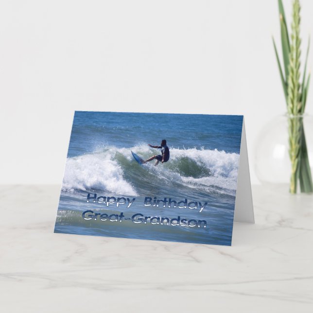 Carte Surfer Joyeux Anniversaire Grand-Grand-Petit-fils (Devant)