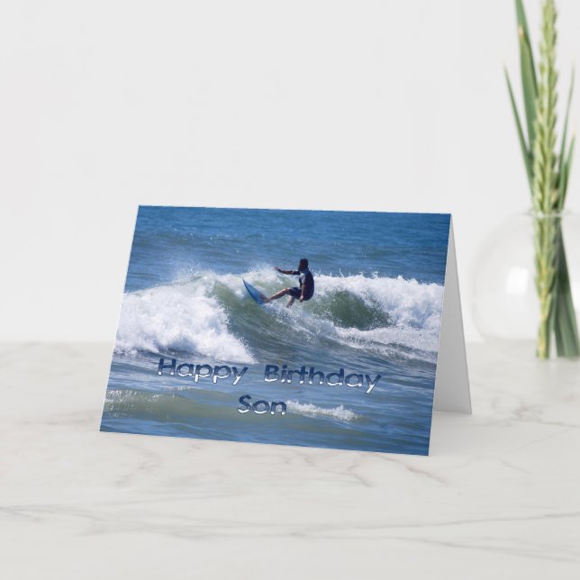 Carte Surfer Joyeux Fils d'anniversaire (Devant)