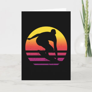 Carte Surfer Retro Surfing Sunset
