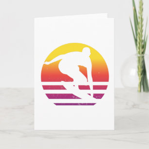 Carte Surfeur Surf Rétro Coucher de Soleil
