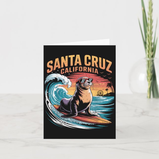 Carte Surfeur Surfant 70s 80s Santa Cruz Californie Rétr (Devant)