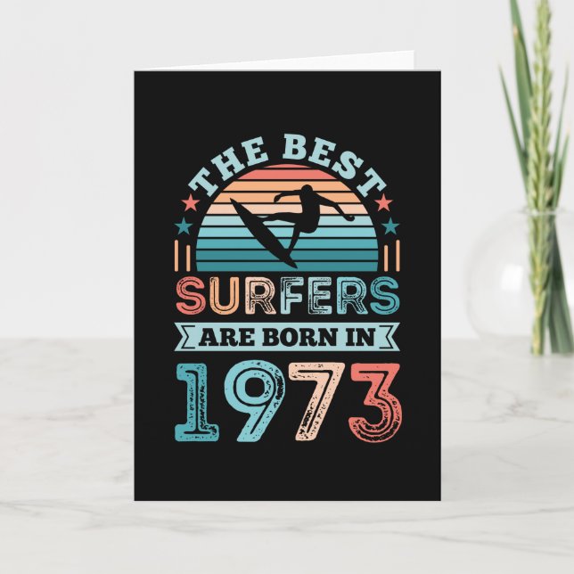 Carte Surfeurs né 1973 50e anniversaire surfing Cadeau (Devant)