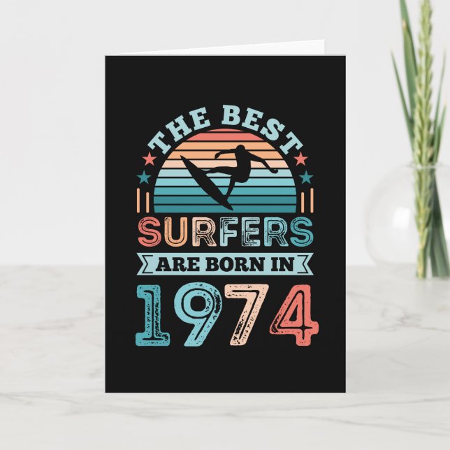 Carte Surfeurs né 1974 50e anniversaire surfing Cadeau (Devant)