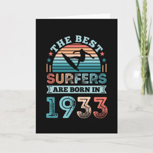 Carte Surfeurs nés 1933 90e anniversaire surf cadeau