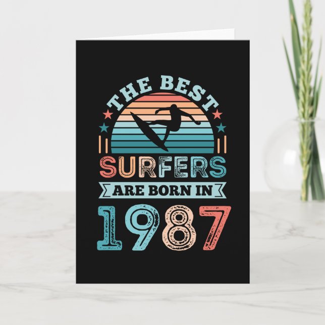 Carte Surfeurs nés 1987 40e anniversaire surfing Cadeau (Devant)