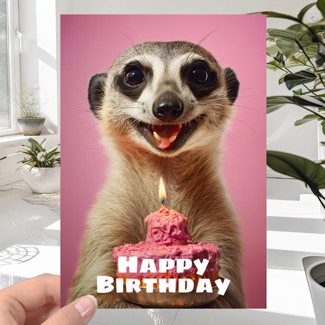 Carte Suricate drôle avec gâteau à la bougie - Joyeux An (Créateur téléchargé)