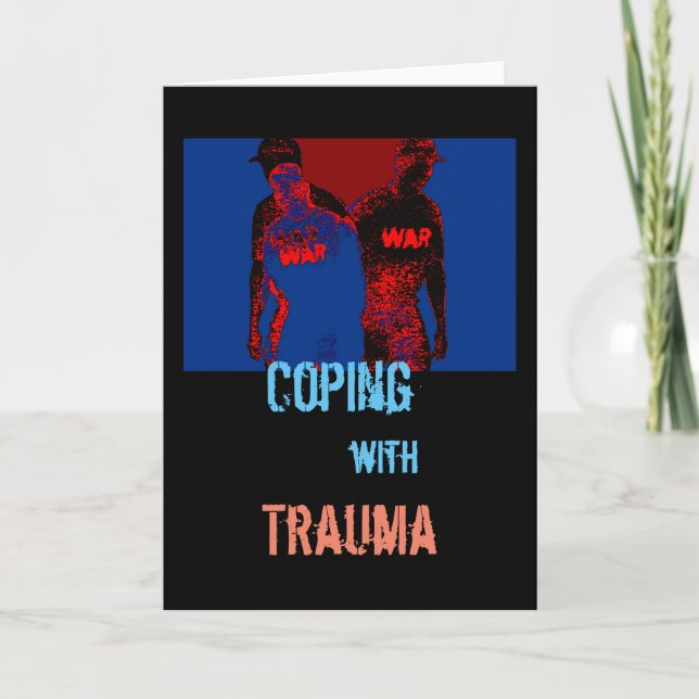 Carte "Surmonter un traumatisme" en design rouge, bleu,  (Devant)