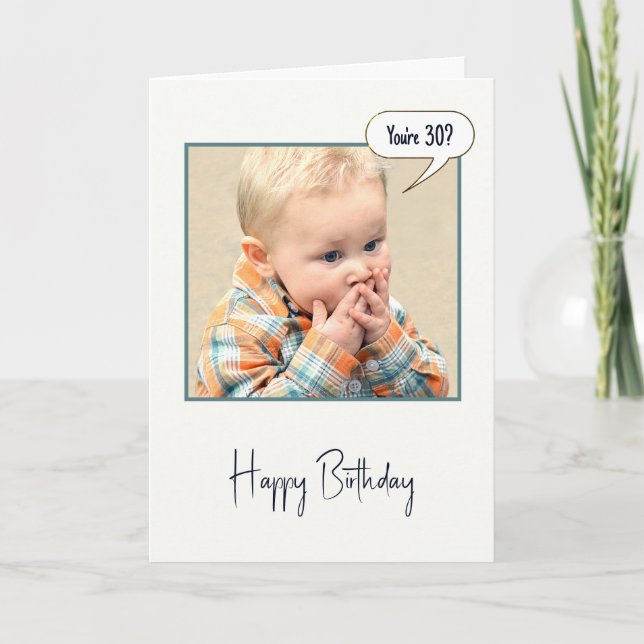 Carte Surpris Petit Garçon Pour 30e Anniversaire (Devant)