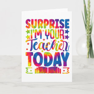 Carte Surprise je suis ton professeur tie-dye, école