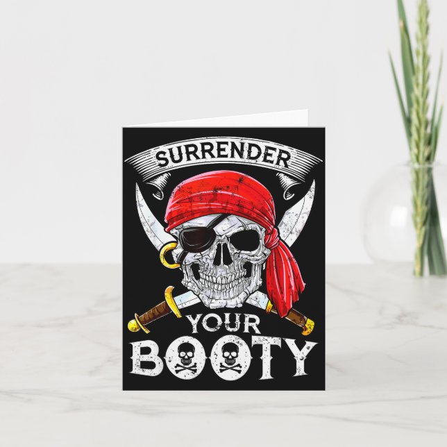 Carte Surrender Your Booty Rate Skull Funny Jolly Roger  (Devant)