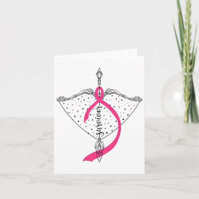 Carte Survivant Bow Arrow Warrior Hope Pink Ribbon Breas (Devant)