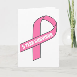 Carte Survivant de 5 ans (Cancer du sein - Ruban rose)