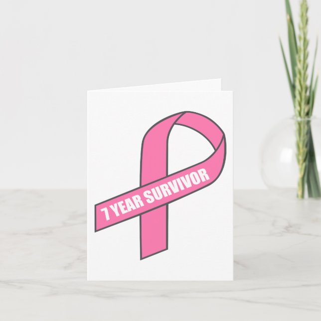 Carte Survivant de 7 ans (Cancer du sein - Ruban rose) (Devant)