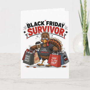 Carte Survivant du vendredi noir Dinde Shopping Humour d