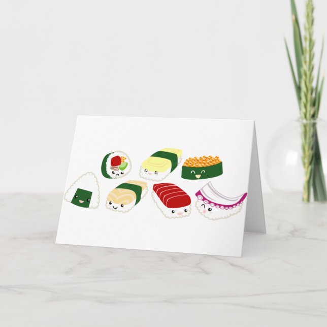 Carte Sushi de Kawaii avec des visages (Devant)