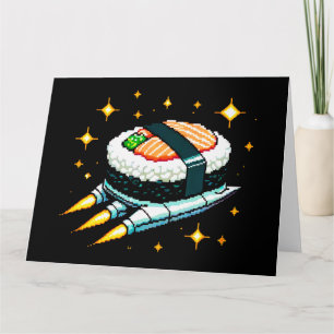 Carte Sushi Spacship Pixel Art Flying Sushi Roll Design