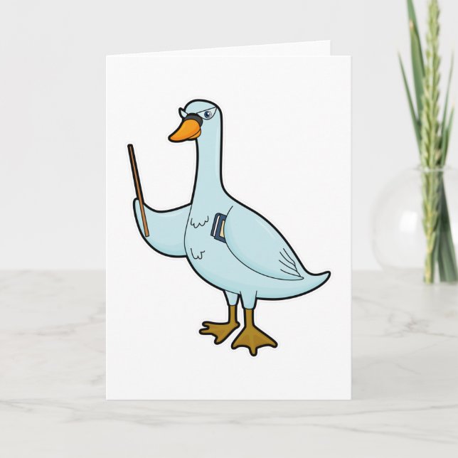 Carte Swan en tant qu'enseignant avec livre et pointeur (Devant)