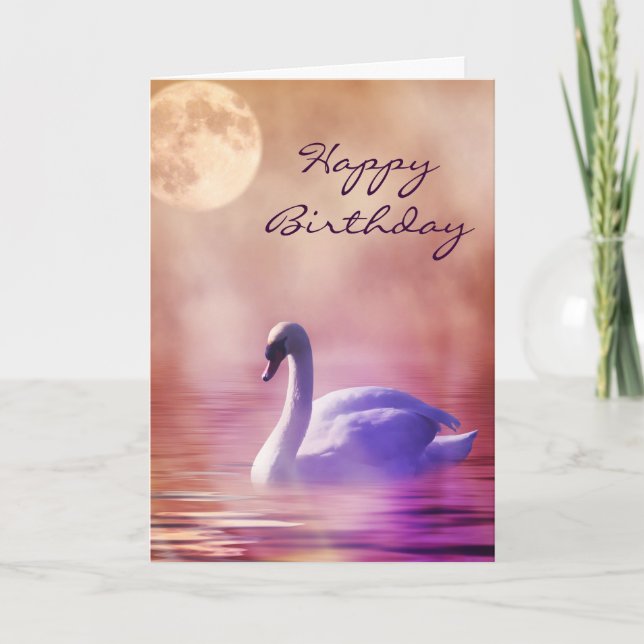 Carte Swan on a misty lake (Devant)