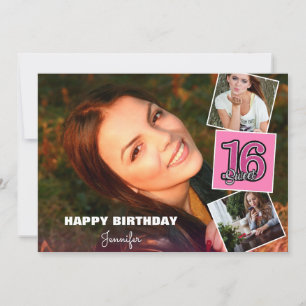Carte Sweet 16 Anniversaire 3Photo Collage Card