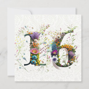 Carte Sweet 16 Joyeux Anniversaire Fleur sauvage Texte