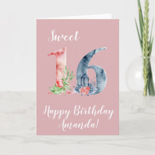Carte Sweet 16 Joyeux anniversaire personnalisé