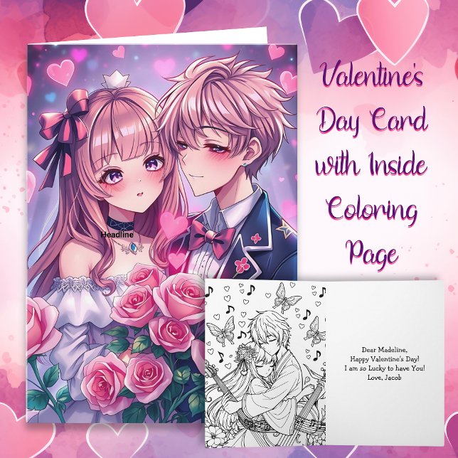Carte Sweet Anime Photo personnalisée Saint Valentin (Créateur téléchargé)