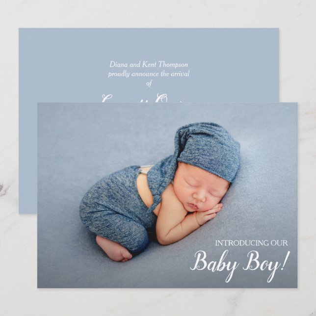 Carte Sweet Baby Boy Photo Annonces de naissance (Devant / Derrière)