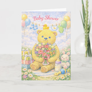 Carte Sweet Baby Shower – Teddy Bear with Bouquet