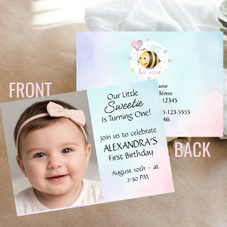 Carte Sweet Bee First Birthday Personalized Invite
