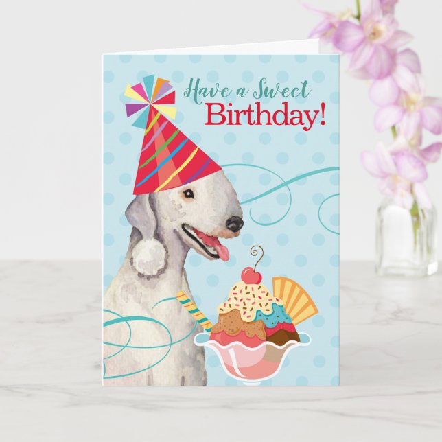 Carte Sweet Birthday Bedlington Terrier (Orchidée)