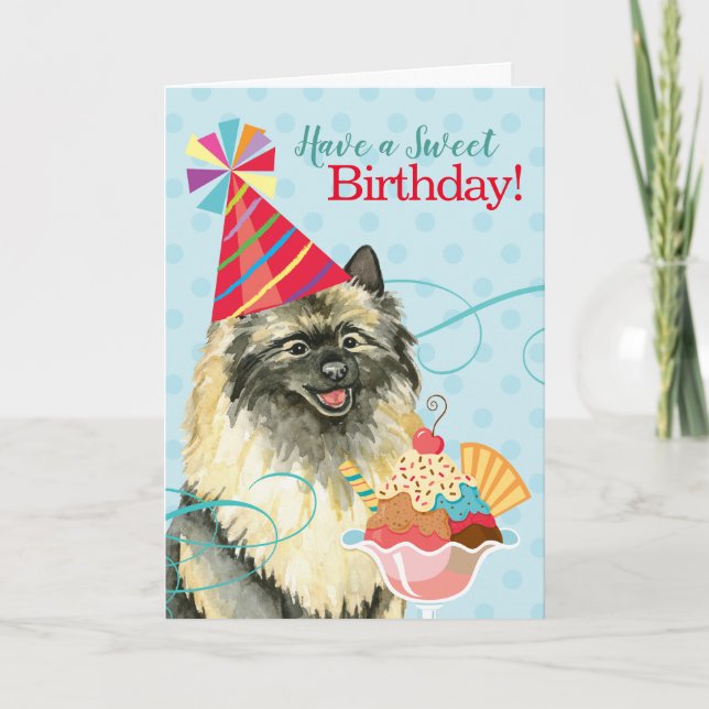 Carte Sweet Birthday Keeshond (Devant)