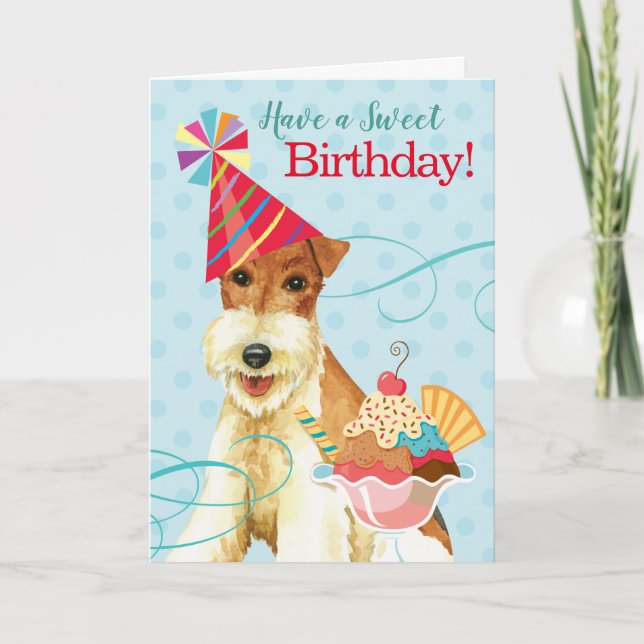 Carte Sweet Birthday Wire Fox Terrier (Devant)