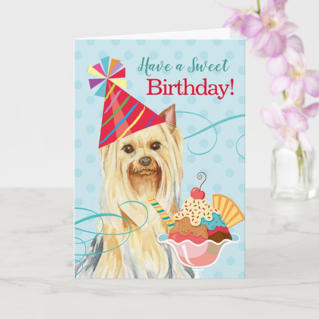 Carte Sweet Birthday Yorkie (Orchidée)