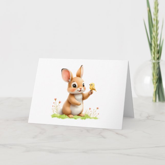 Carte Sweet Bunny et l'amitié des oiseaux (Devant)