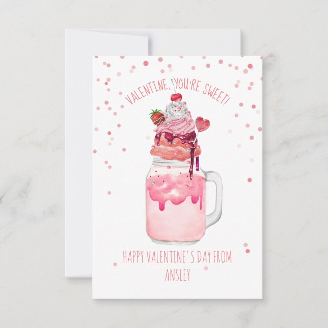Carte Sweet Candy Milkshake salle de classe Valentine (Devant)