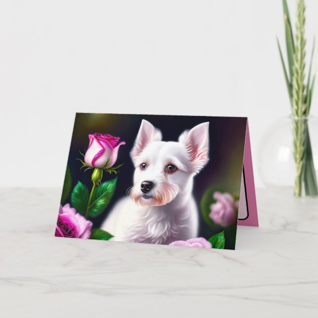 Carte Sweet Chien Et Collection Rose (Devant)