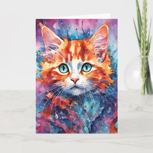 Carte Sweet Ginger Kitten Aquarelle Toutes les Occasions (Devant)