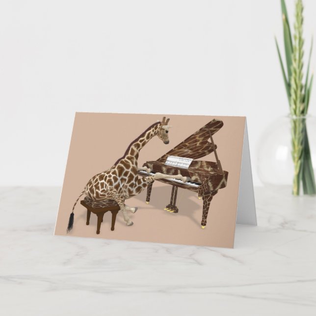 Carte Sweet Giraffe Jouer Piano (Devant)