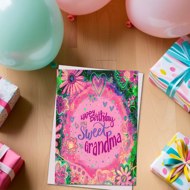 Carte Sweet Grand-mère Anniversaire Floral rose jolie (Créateur téléchargé)